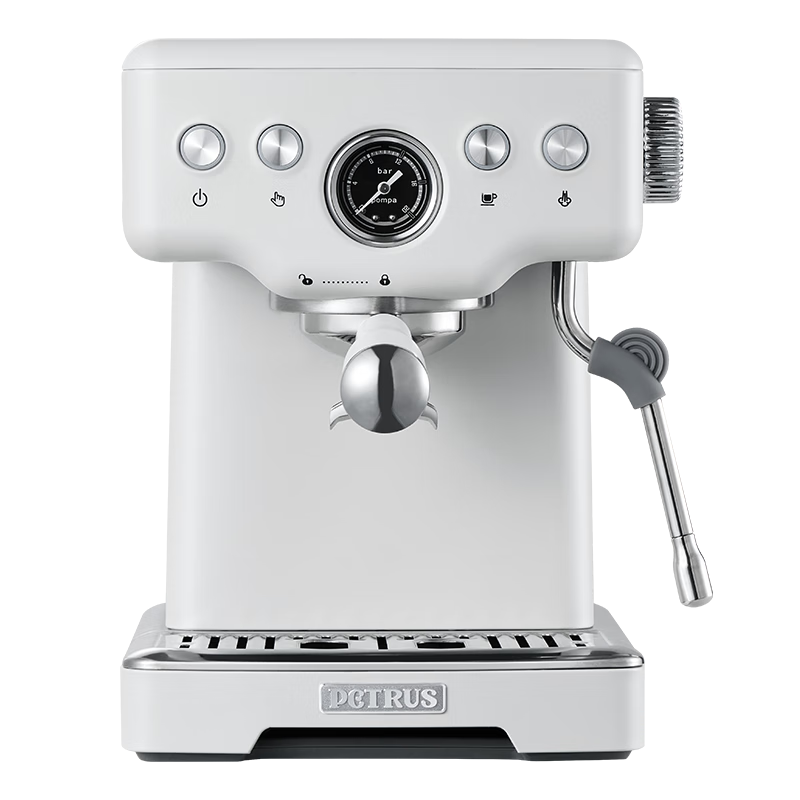 柏翠(petrus)咖啡機(jī)意式濃縮家用小型半自動(dòng)蒸汽打奶泡 海鹽小方PE3833+PE3700 新年禮物