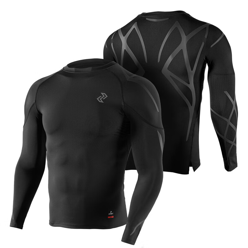 左右力量健身衣男士秋冬季速干长袖专业运动训练跑步紧身衣 G级基因 黑色 S 京东折扣/优惠券