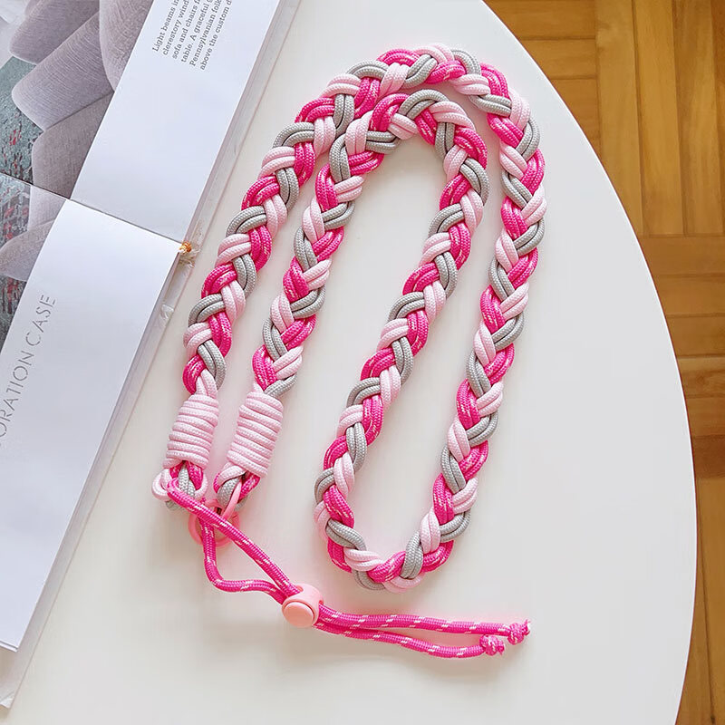 其他家手机挂绳斜挎可背配夹片 手工编织加宽六股1米长款可调节 高级轻奢有质感  防丢防盗 女神百搭  红咖米蓝【轻奢质感）—1米手工编织可调节