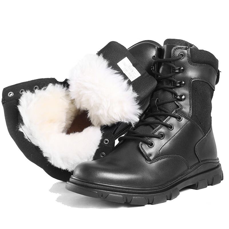 強(qiáng)人男鞋秋冬加厚加絨真皮棉鞋防寒保暖羊毛靴工裝戶外靴高幫 羊毛款(系帶不帶拉鏈)_標(biāo)準(zhǔn)尺碼 38 _(240)