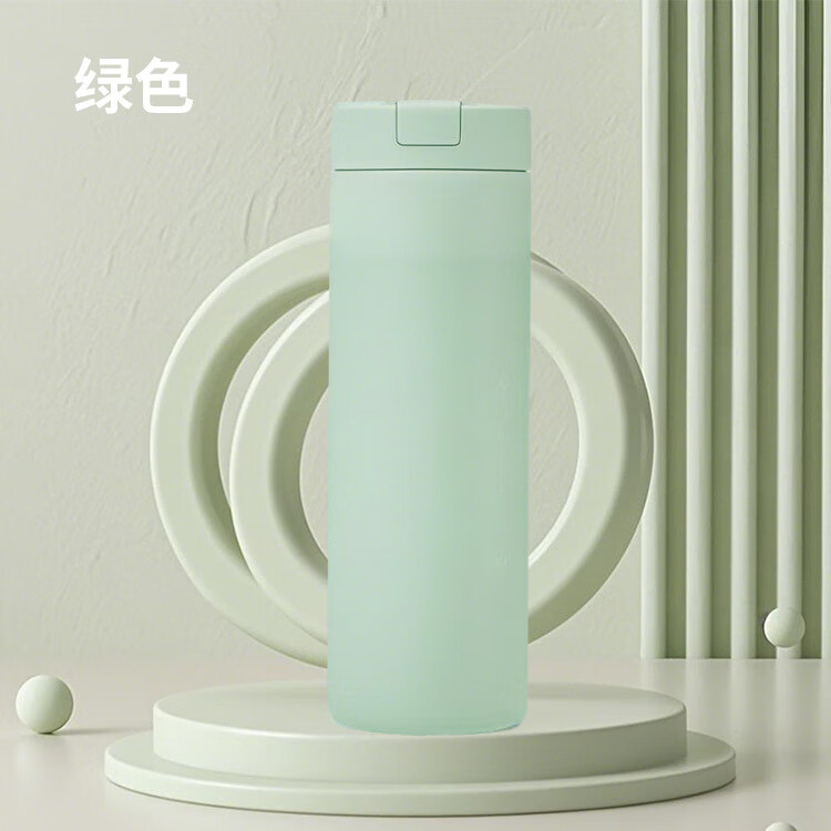 指纹水杯带指纹锁专属密码锁扣316保温杯男女高颜值真空不锈钢水 米白色(密码款) 450ml