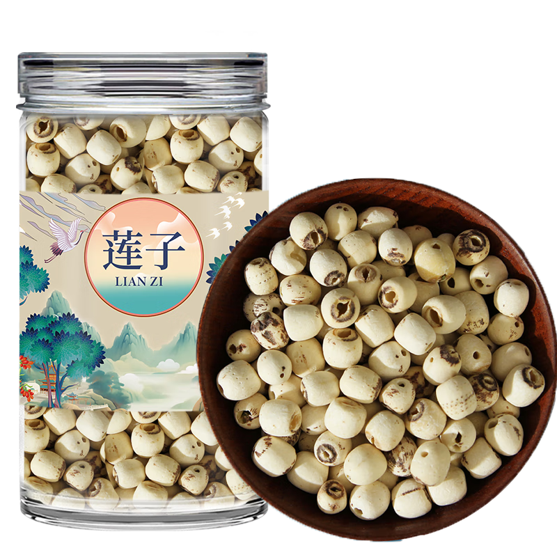 万馥堂莲子正宗中药材连子湘莲白莲子莲籽白莲子泡水泡茶喝的功效与作用 【粉糯易煮】莲子100g