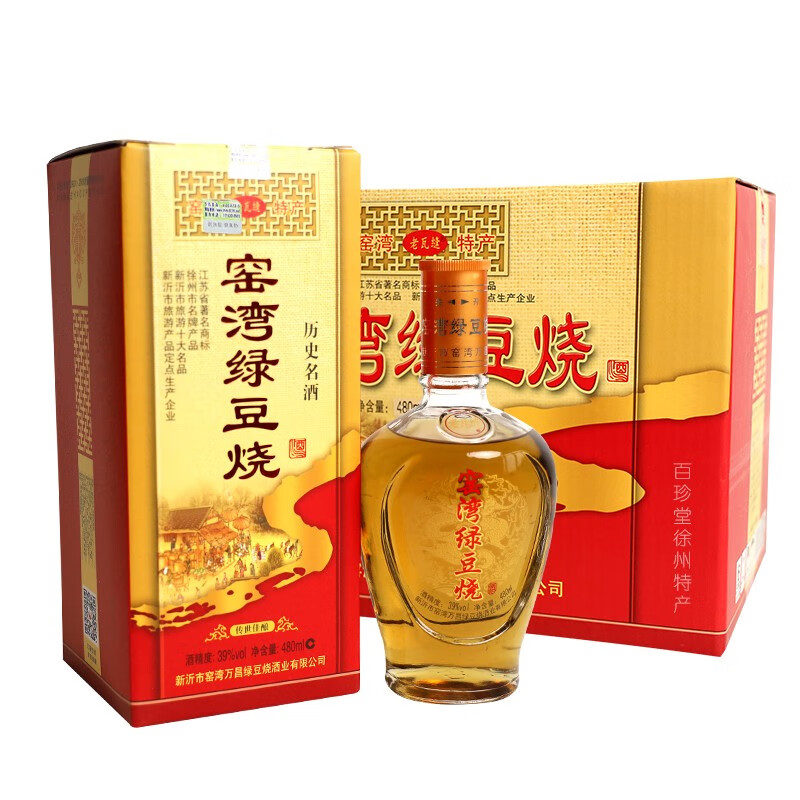 老瓦缝江苏徐州特产绿豆烧酒39度 39度 500ml 1瓶