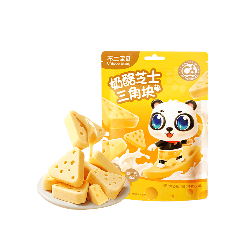 不二宝贝芝士三角奶酪块搭婴儿幼儿童宝宝奶片无添加高钙健康零食 【新西兰进口奶源】奶酪芝士三角块80g*1袋