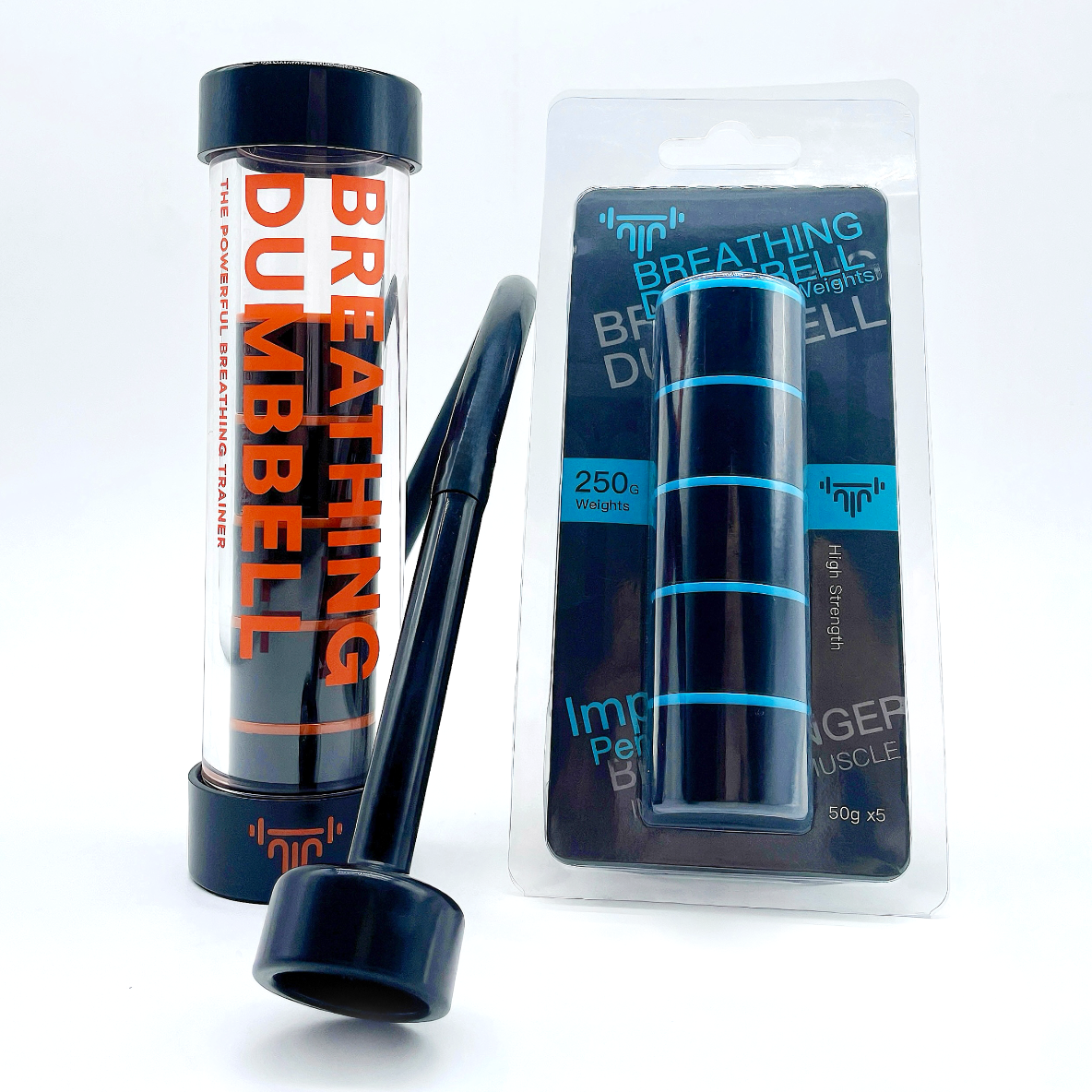 鲸小七【官方正品】呼吸哑铃加强组合肺活量腹肌脸肌锻炼瑜伽健身 黑色（Black）