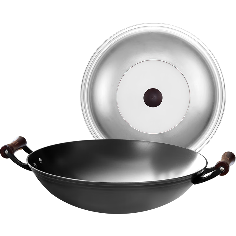 鑄味（Jill May）鑄味鑄鐵鍋無涂層炒菜鍋少油煙燃?xì)庠畈徽冲伡矣贸村佽F鍋廚房好物 平底雙耳炒鍋（無蓋） 40cm