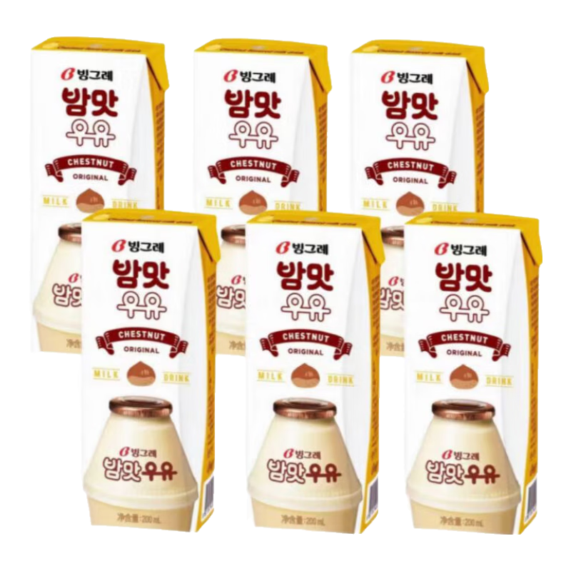 宾格瑞板栗味牛奶饮料200ml*6瓶儿童学生早餐奶【临期清仓】