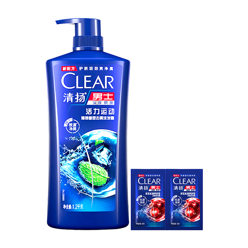 清揚（CLEAR）洗發(fā)水專用清揚大瓶去屑止癢控油露液品牌正品官方旗艦店 【活力運動洗發(fā)水】1.2千克+贈5g*2袋