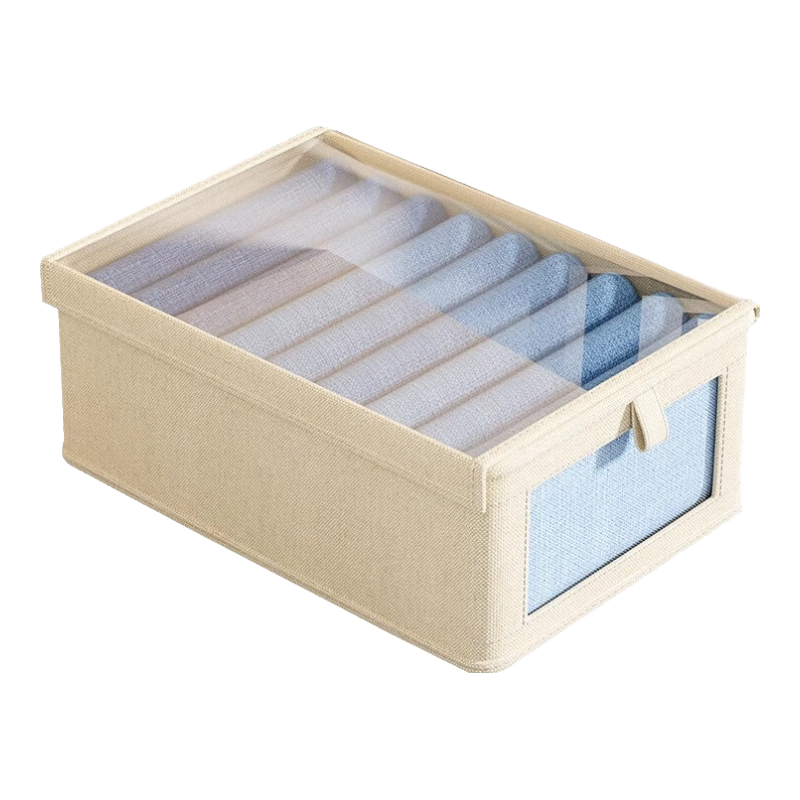 友納（Youna）疊衣服神器t恤短袖牛仔褲襯衫收納盒衣柜分類(lèi)整理衣物折疊收納箱 米白色【帶蓋巨無(wú)霸】薄褲子/長(zhǎng)袖/t恤/打底衫 升級(jí)內(nèi)置PP板/無(wú)異味