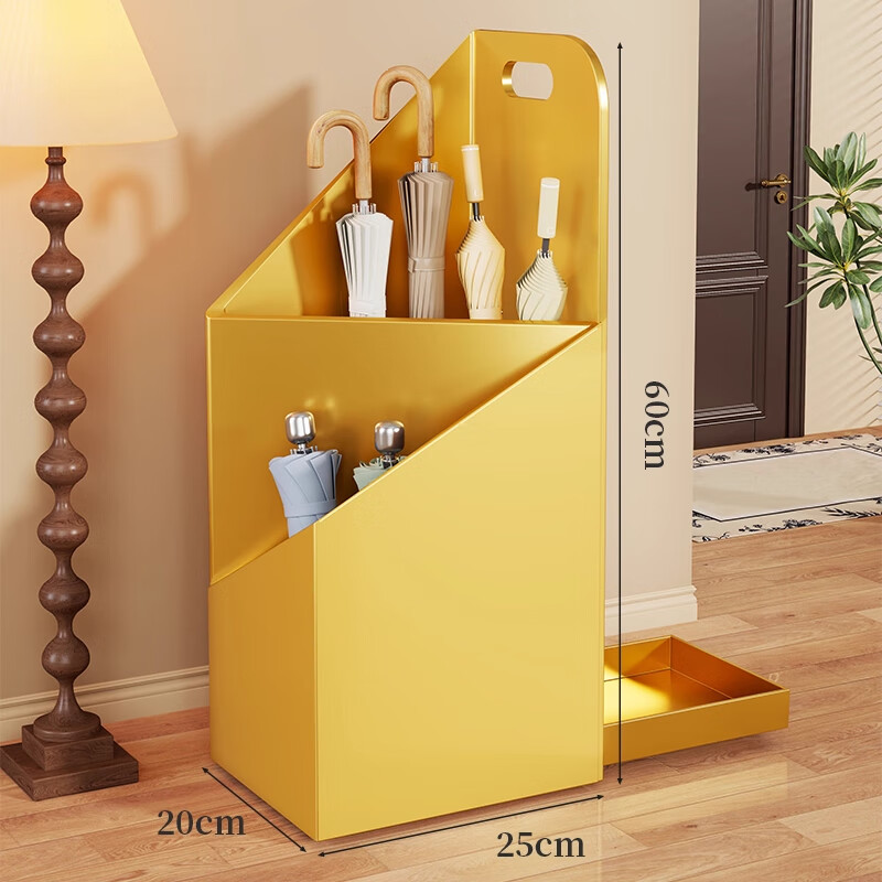 木格格雨伞架门口收纳架放置架置物架公司酒店大堂家用大容量沥水免打孔 金色基础款【抽拉式沥水盘】