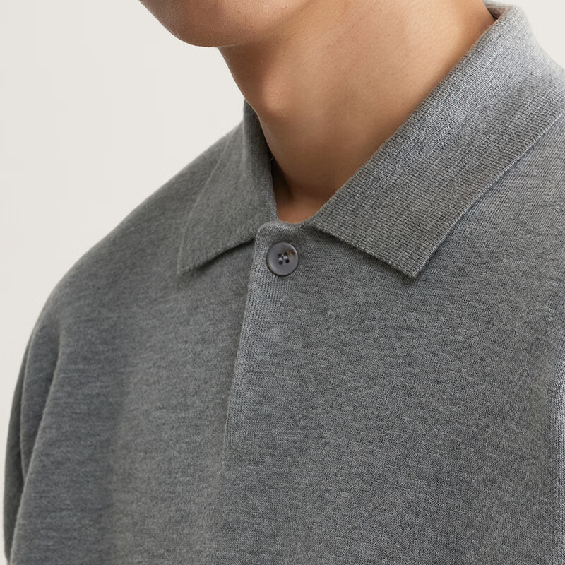 MARKLESS毛衣男休闲套头针织翻领长袖落肩可机洗卫衣5703 月亮灰 常规 L