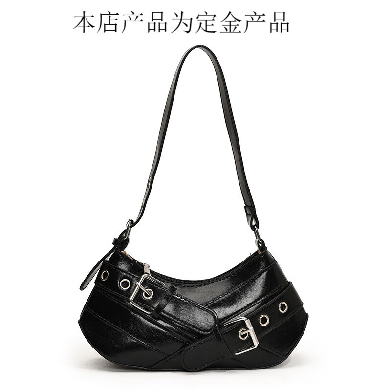 (0.01)小众设计感手提包包女2025新款时尚百搭单肩包精致腋下包 黑色