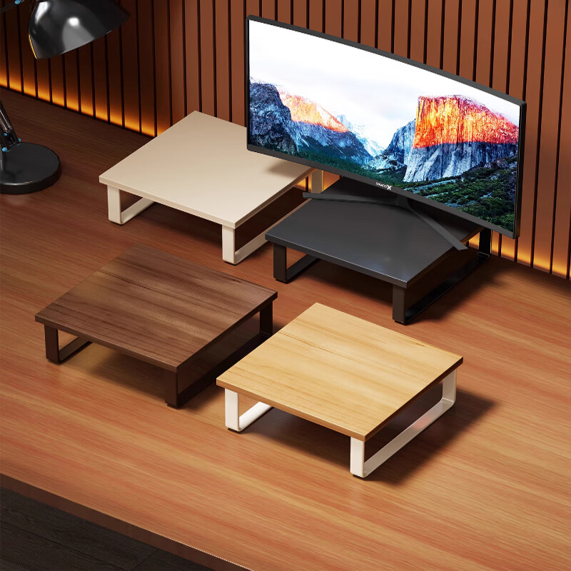 木格格电脑桌面增高架置物架笔记本底座窄款免安装显示器台式办公室工位 30*15-8-白色+白架