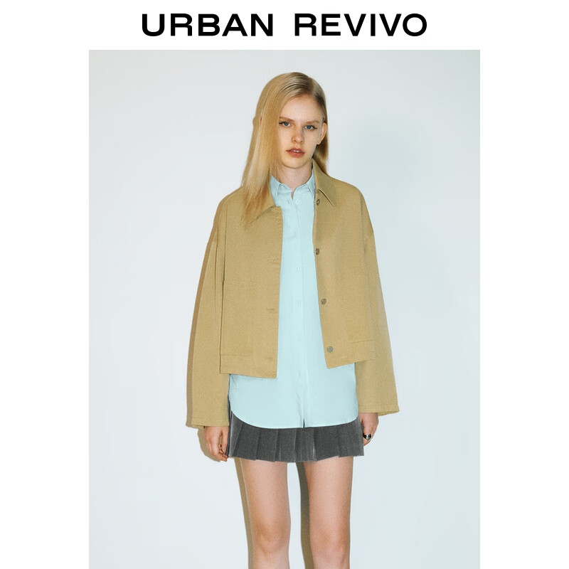 UR2026春季新款女休闲对称口袋纽扣宽松外套UYY150052+ 深卡其 M