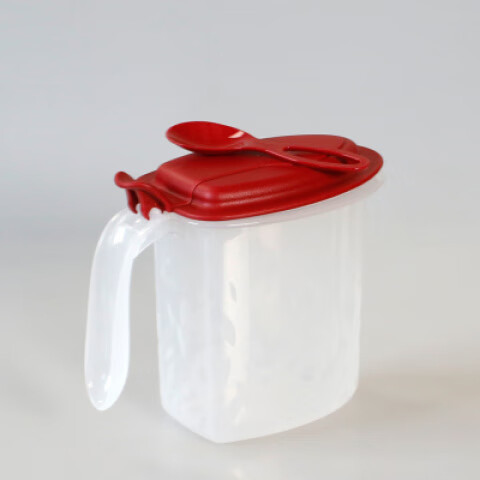 特百惠(Tupperware)調料罐大嘴蛙500ml調料盒 廚房調味盒帶調味勺可單手開(kāi)蓋鹽糖雞精 單個(gè)紅蓋大嘴蛙帶勺