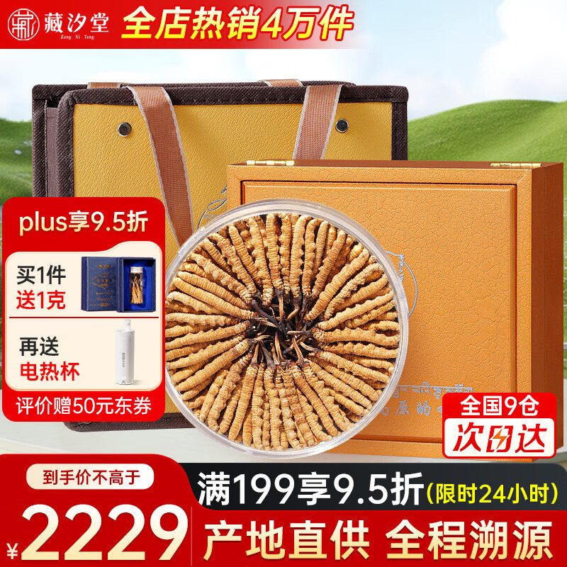 藏汐堂冬虫夏草 高海拔新干虫草礼盒装干货冬虫草头期 4根/g 20克 共80根【滋补礼盒】