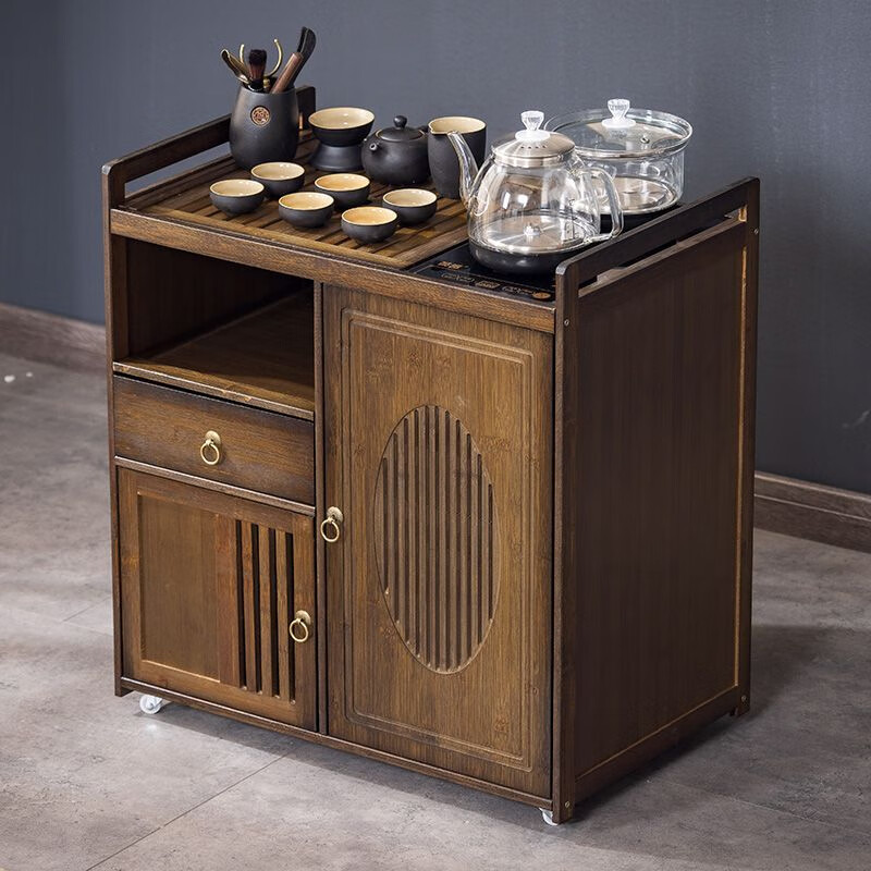 倘然之家客厅沙发边几移动茶桌小茶台茶吧机家用茶几烧水壶一体茶车茶水柜 65款-无盖板