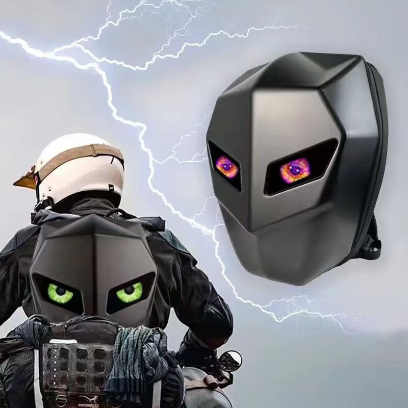 富缘骑行蓝牙音响钢铁骑士背包RGB动感低音炮LED支持APP设置蓝牙音箱 摩托骑行背包无音响蓝色有APP