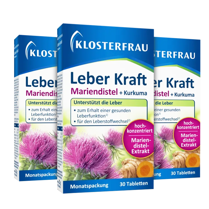Klosterfrau德国修女护肝片 肝肝片水飞蓟姜黄胆碱调理肝脏熬夜【官方旗舰】 【热销爆款】30片*3盒