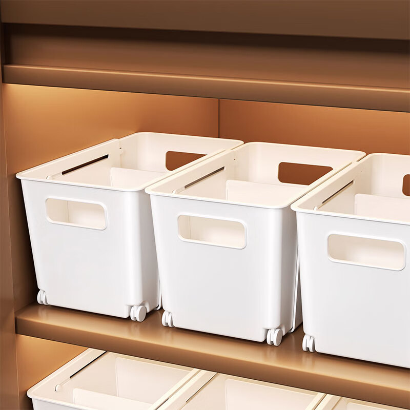 吱凡日本伸缩抽屉收纳盒厨房橱柜柜内分隔化妆品整理盒杂物储物盒神器 【伸缩带轮滑款】大号【2个装】