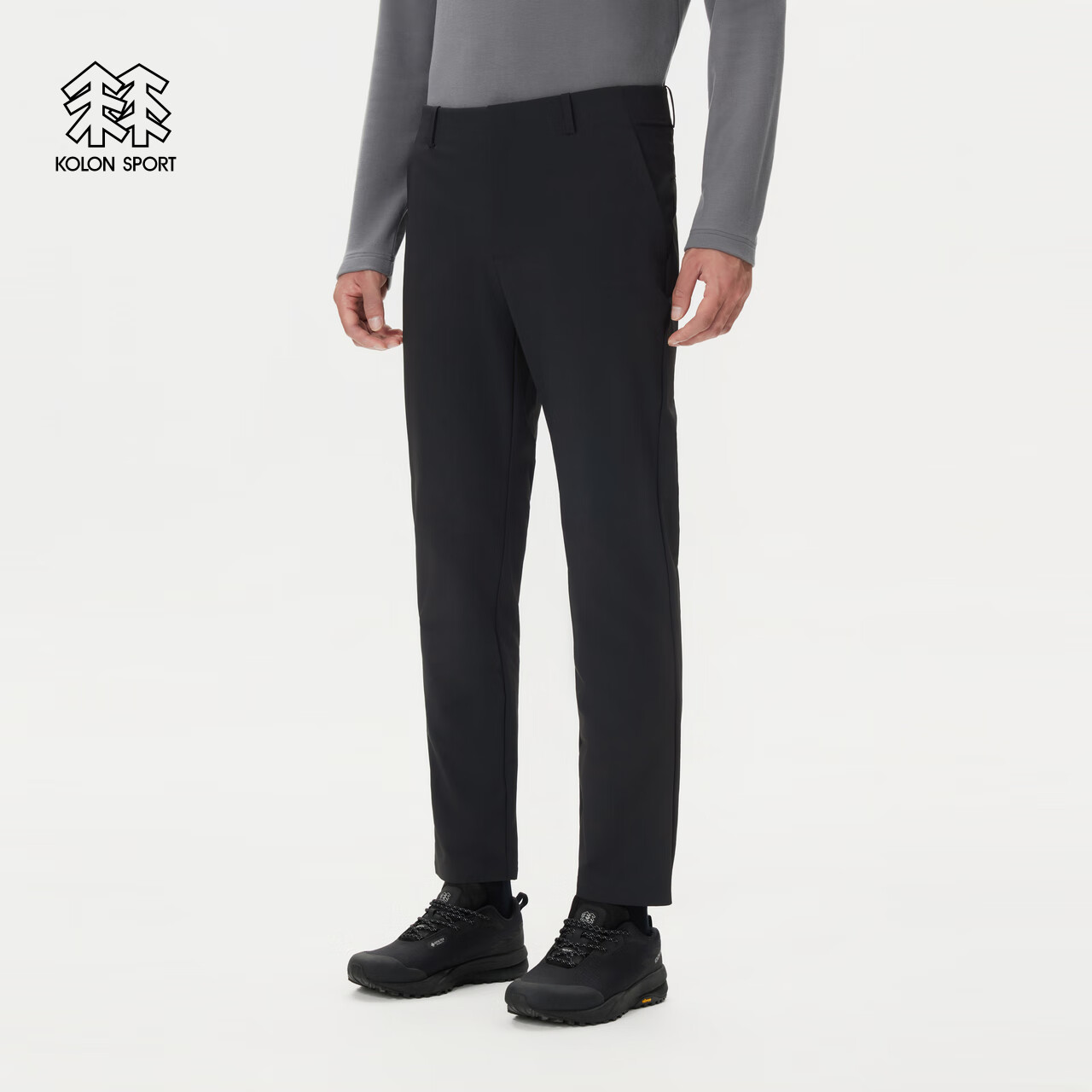KOLON SPORT/可隆户外软壳裤 男士防泼水透湿耐磨商务通勤拉绒长裤 LHLP5WT859-BK 黑色 XL 180/86A