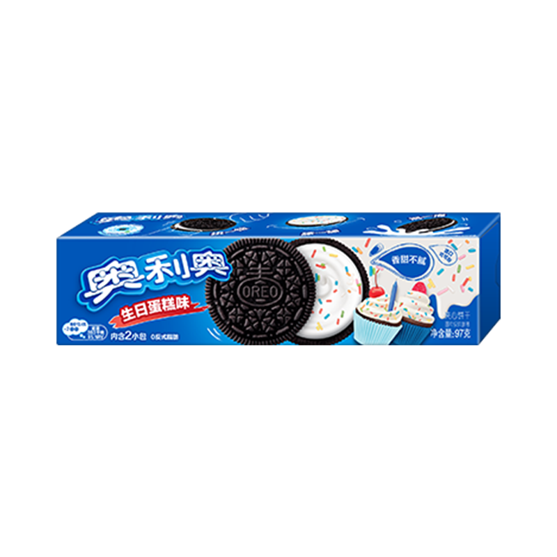 奥利奥（Oreo） 生日蛋糕味夹心饼干97g 办公室早餐下午茶休闲零食