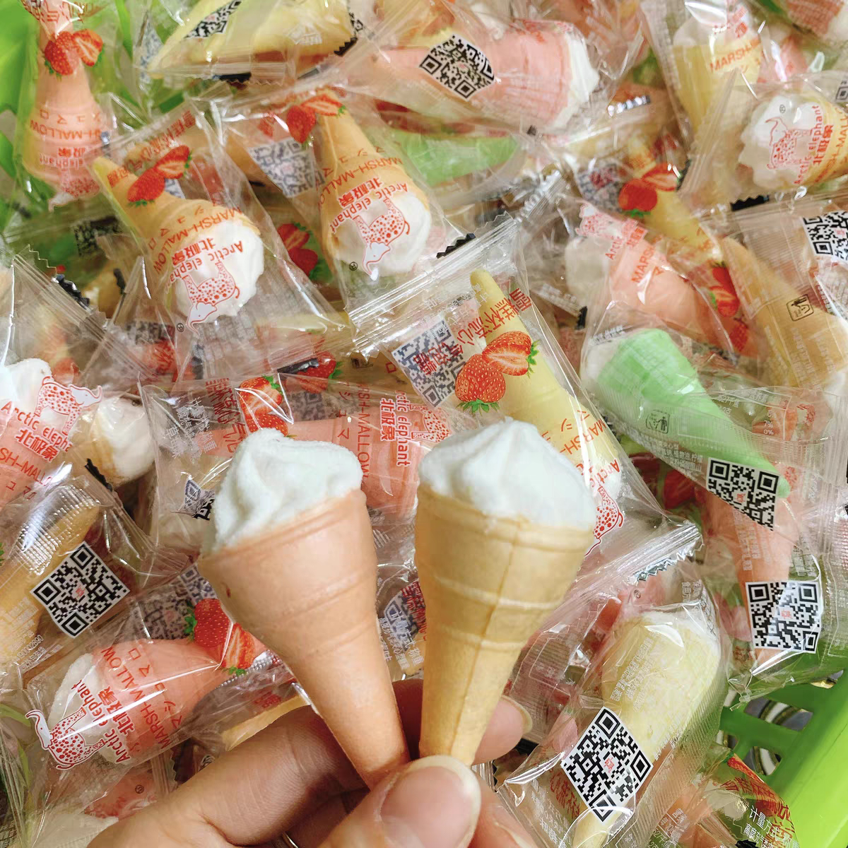 奇峰雪糕杯棉花糖儿童冰激凌杯棉花糖酸甜糖果哄娃神器软糖250g 一袋