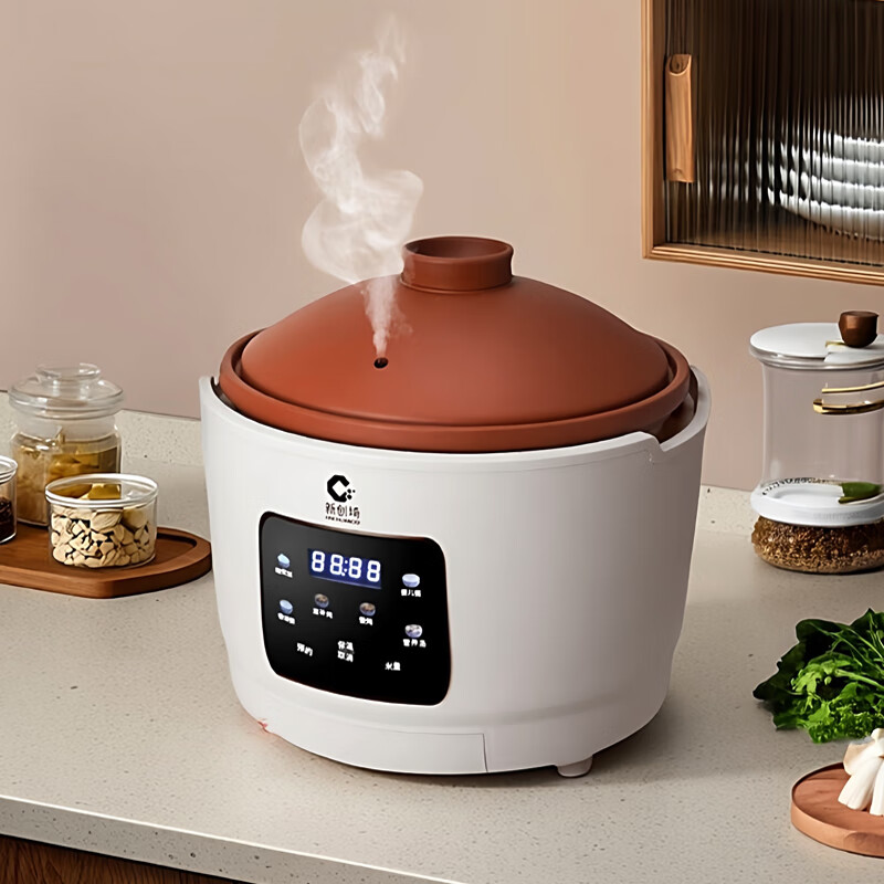 新创埼真紫砂锅电饭煲0涂层家用1-5人智能多功能柴火饭电饭锅炖汤砂锅蒸米饭锅预约定时3L 白色 3L (紫砂内胆+紫砂双盖)纯净