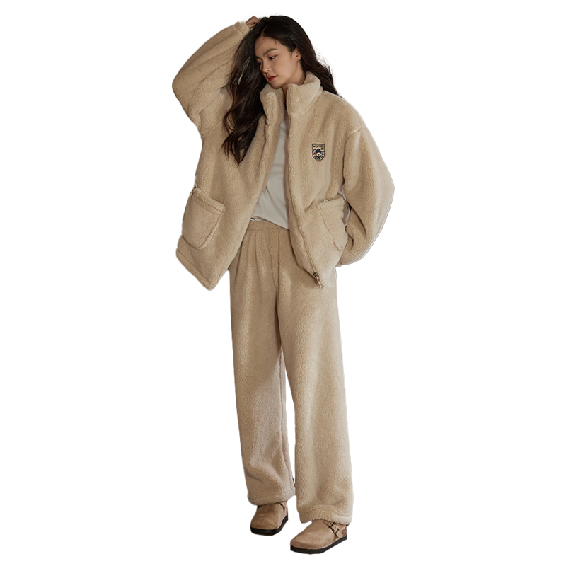 猫人【立领珊瑚绒】女士睡衣女秋冬开衫保暖防风可外穿家居服25年新品