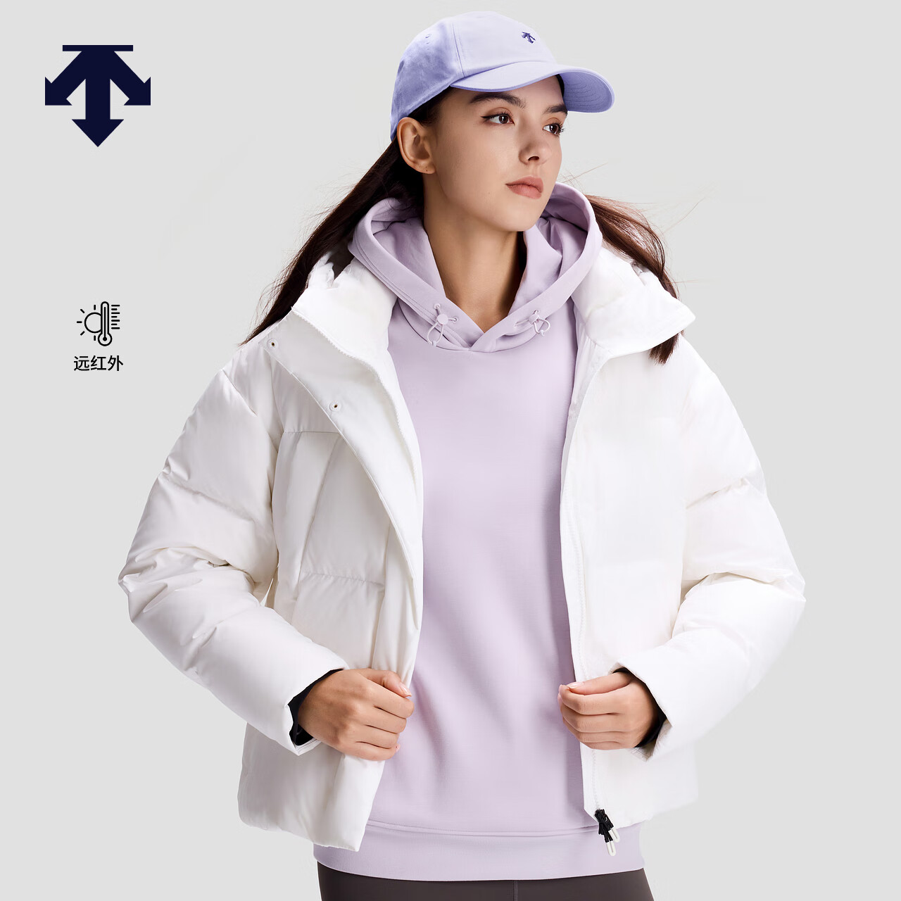 DESCENTE迪桑特WOMEN’S SKI STYLE女士远红外保暖短款连帽羽绒服 WT-白色 S (160/80A)