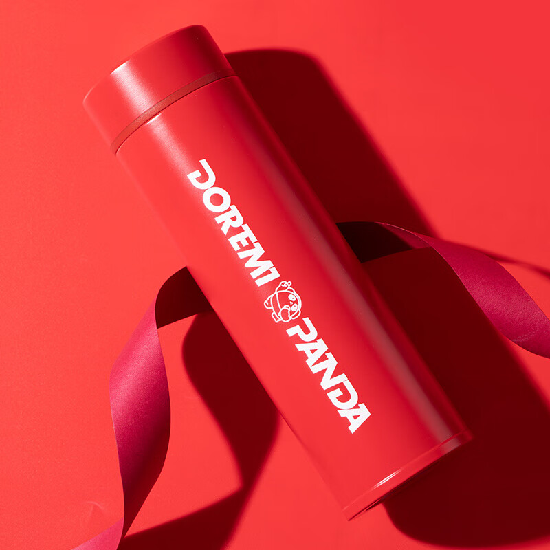 优胜杯mac熊猫联男女保温杯大容量便携杯红水杯 熊猫红