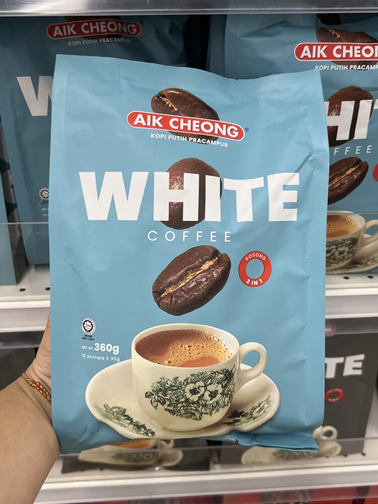 益昌老街馬來西亞原裝AIK CHEONG White Coffee 無少糖原味白咖啡 二合一無糖白咖啡360克 1x12x30g