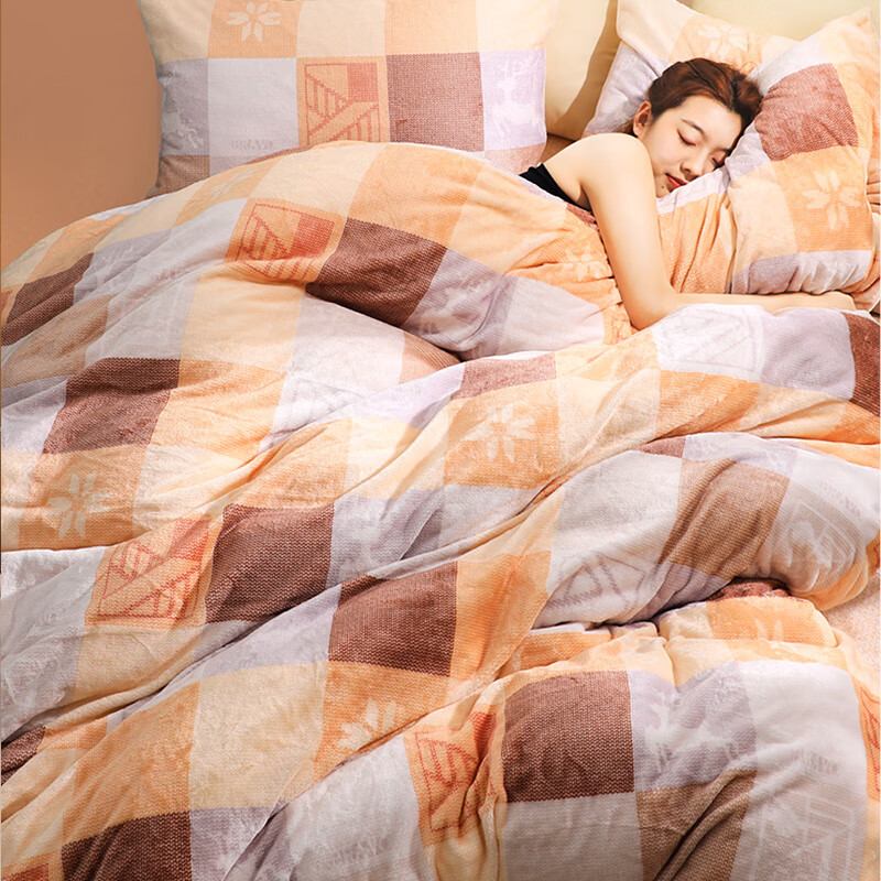 馨而乐(Bravo)富安娜出品床上四件套牛奶绒床单被套法兰绒双人套件1.5米