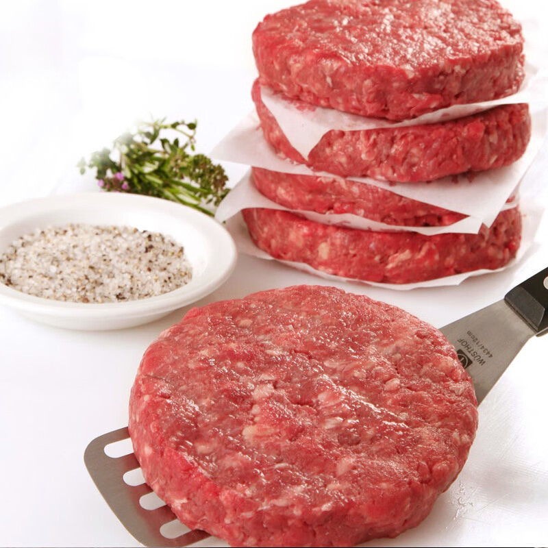 CLCEY原切谷饲安格斯 牛肉饼 M7 汉堡排0添加可做饺子馅冷冻牛排生鲜 心品  安格斯牛肉饼 每片100g  10片