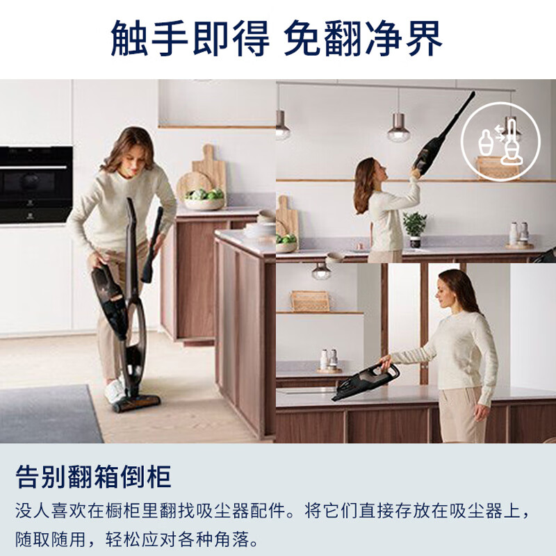 伊莱克斯(Electrolux)家用车载手持大吸力二合一无线吸尘器 宠物猫狗一键断发WQ81-3OMB