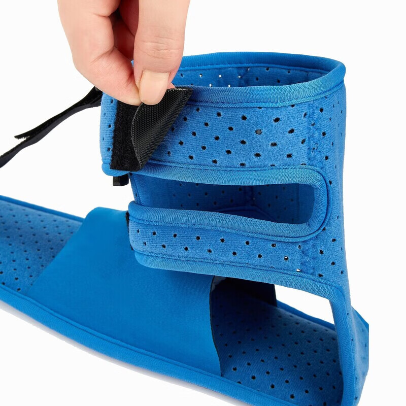 通用升级版足下垂拉伸带夜间夹板可调节男女通用固定脚踝支具足托 蓝色