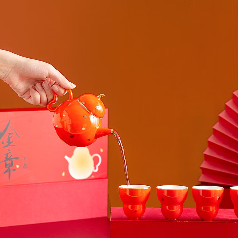 上新了文创  故宫国潮茶具套装 一壶四杯功夫茶杯福禄礼品生日礼物 金章玉露