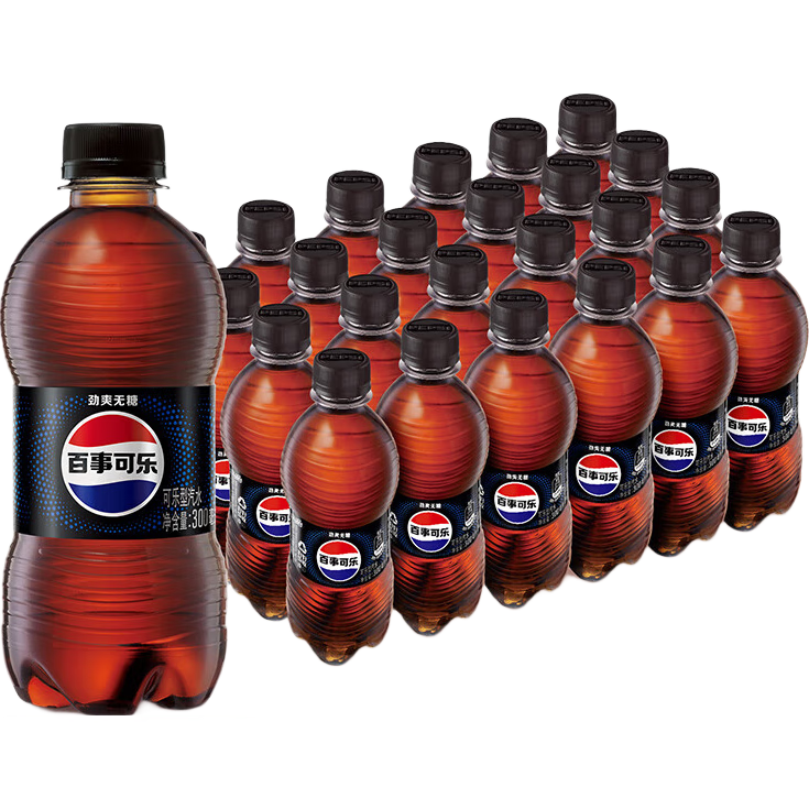 百事可樂(lè ) 無(wú)糖 Pepsi 碳酸飲料 汽水 迷你 300ml*24瓶 飲料整箱  百事出品