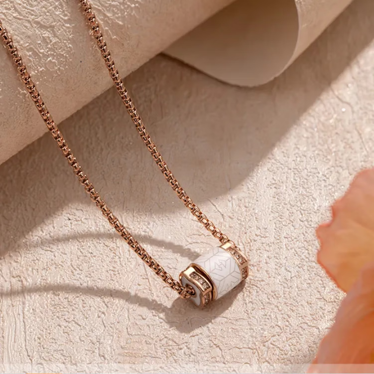 阿玛尼正品轻奢小众小蛮腰转运珠项链锁骨链高级感精致气质送女友礼物 EGS2828221【白色小蛮腰】