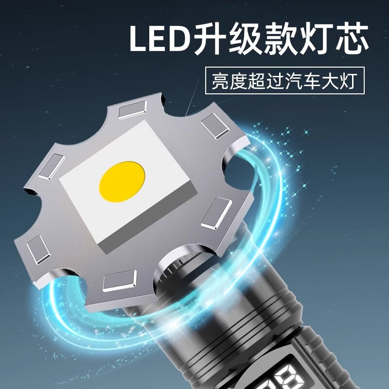 胖东来同款手电筒高亮度超亮手电筒强光充电户外激光家用迷你便携 29800W【高亮款】伸缩变焦