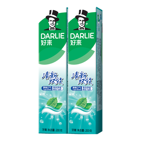 DARLIE好来(原黑人)清新双效牙膏去口气去渍固齿2支400g