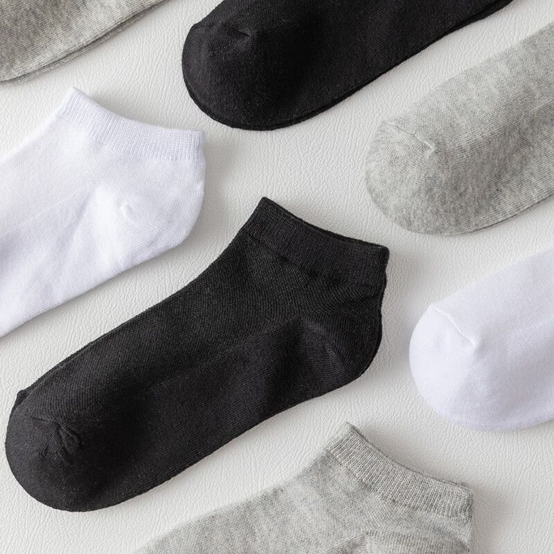 雅鹿网眼袜子男女短袜四季通用运动船袜吸汗透气浅口短筒袜高弹防滑袜 7黑7白6灰【20双装】 均码 雅鹿 10A抑菌/高弹透气/抗起球