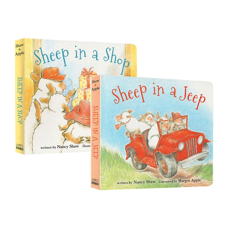 英文原版 Sheep in a Jeep/Sheep in a Shop 大本纸板书 2册合售 廖彩杏推荐 朗朗上口韵文 儿童启蒙绘本