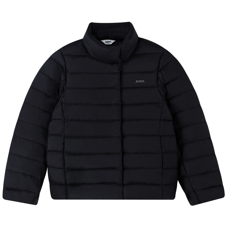 安奈兒童裝男女童短款立領(lǐng)羽絨服2025冬新款 黑色 160cm