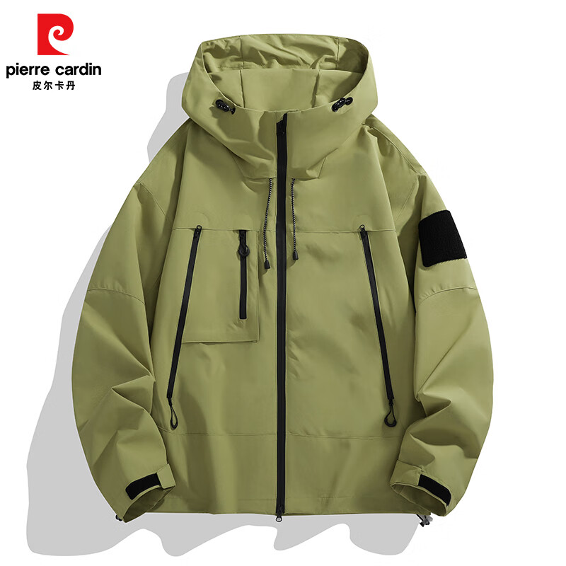 皮尔卡丹冲锋衣男女2025春季户外运动外套保暖防寒登山服 军绿 2XL