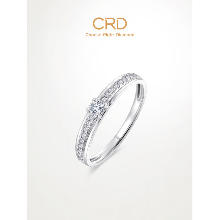 克徠帝（CRD）鉆戒求婚金契合鉆石戒指真鉆女條戒群鑲婚戒 契合_Pt950鉑金鉆戒【共約5分】指圈號詢客服_