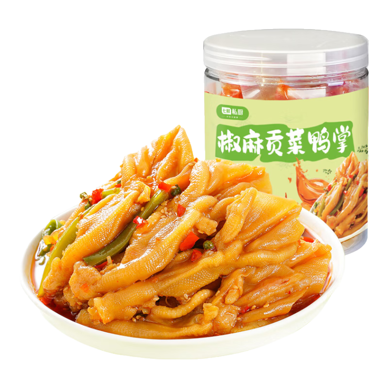 七鲜私厨椒麻去骨鸭掌脆爽鸭爪贡菜休闲即食零食速食夜宵500g