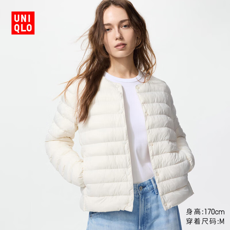 优衣库女装PUFFTECH空气棉服便携式茄克/外套夹克 秋冬新款478568 01 乳白色 3XL /170/108C