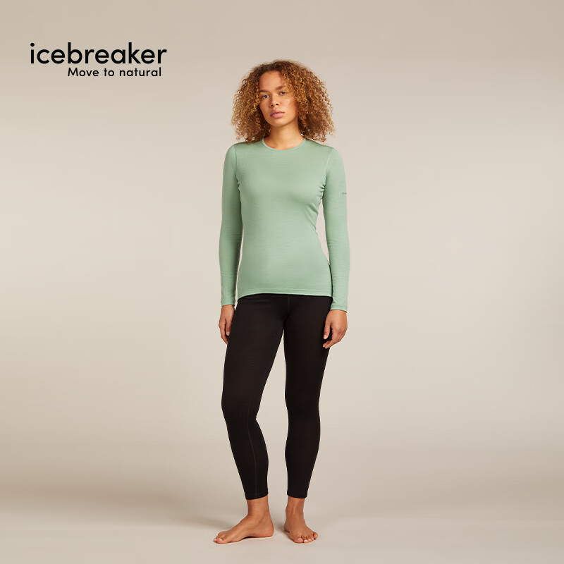 icebreaker【单依纯同款】100%美利奴羊毛女200Oasis户外徒步运动速干T恤 山岚绿-上衣 XL