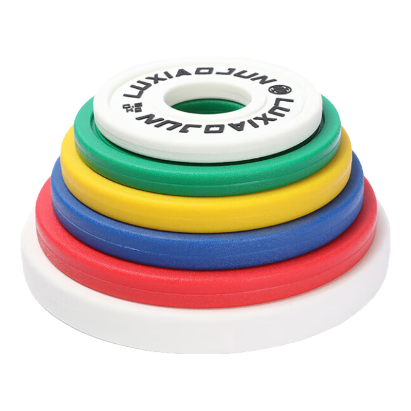 呂小軍（LUXIAOJUN）PU配重片舉重深蹲臥推力量舉杠鈴調節(jié)訓練片 25kg 公斤制全套